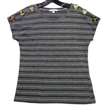 Load image into Gallery viewer, 89th &amp; Madison Shirt Womens Small Striped Nautical Button Detail Coastal
