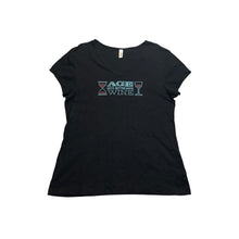 Load image into Gallery viewer, Chris's Stuff Womens XXL Black Age Gets Better With Wine Rhinestone V-Neck Tee
