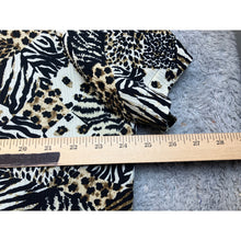 Load image into Gallery viewer, Womens Animal Print Patchwork Short Sleeve Button Down Shirt Black Tan Cream
