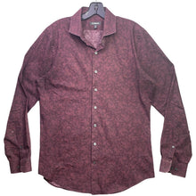 Load image into Gallery viewer, Express Shirt Mens Medium Extra Slim Burgundy Paisley Floral AOP Preppy Career
