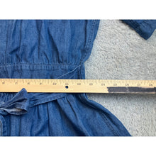 Load image into Gallery viewer, Womens Blue Chambray Denim Shirt Dress Long Sleeve Tie Waist Midi Casual

