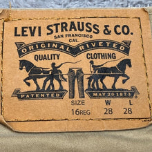 Load image into Gallery viewer, Levi's Jeans Boys 16R Khaki Preppy Academia Career Streetwear Everyday 28x28
