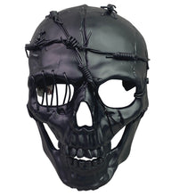 Load image into Gallery viewer, KBW Black Skull Mask Barbed Wire Stitched Halloween Cosplay Prop Steampunk NWT
