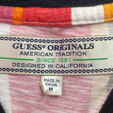 Load image into Gallery viewer, Guess Shirt Mens Medium Striped Colorblock Spell Out Preppy Academia Streetwear
