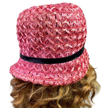 Load image into Gallery viewer, Vtg Best Fashions Hat Womens Small Pink Woven Straw Cloche Church Mod Fashion
