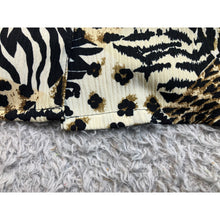 Load image into Gallery viewer, Womens Animal Print Patchwork Short Sleeve Button Down Shirt Black Tan Cream
