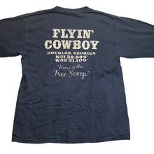 Load image into Gallery viewer, Flyin Cowboy Shirt Mens Large AOP Spell Out Festival Streetwear Grunge Promo
