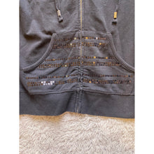 Load image into Gallery viewer, BCBG Jacket Womens Medium Black Sequin Embellished Full Zip Up Hoodie Athleisure
