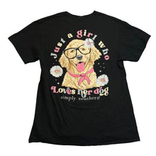 Load image into Gallery viewer, Simply Southern Shirt Womens Medium AOP Spell Out Streetwear Dog Everyday Puppy

