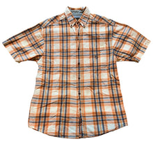 Load image into Gallery viewer, Bit &amp; Bridle Shirt Mens Small Orange Plaid Button Up Y2K Skater Grunge Western

