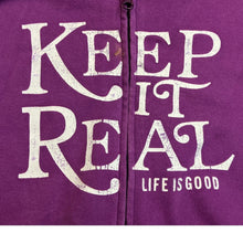 Load image into Gallery viewer, Life is Good Hoodie Womens Medium Full Zip AOP Athleisure Streetwear Spell Out
