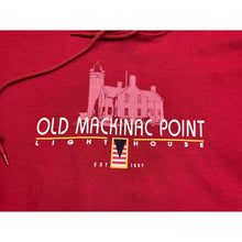 Load image into Gallery viewer, Old Mackinac Point Lighthouse Red Hoodie Mens XL Michigan Souvenir Pullover
