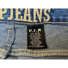 Load image into Gallery viewer, VIP Mens Medium Wash Blue Stretch Denim Slim Tapered Jeans 35x18.5
