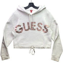 Load image into Gallery viewer, Guess Hoodie Womens Medium Spell Out Cropped Pull Over Grunge Preppy Streetwear
