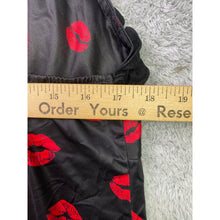 Load image into Gallery viewer, Lip Print Slip Dress Womens 1XL Black Red Kiss AOP Ruffle Lingerie Nightie
