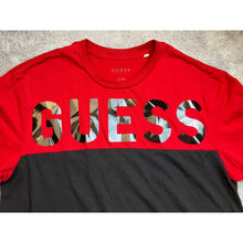 Load image into Gallery viewer, GUESS Los Angeles Mens Large Red Black Colorblock Metallic Silver Logo T-Shirt
