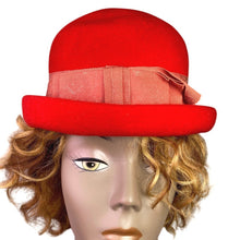 Load image into Gallery viewer, Vintage Glamour Felts Hat Womens Small Wool Bowler Bow Derby Mod Fashion
