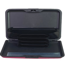 Load image into Gallery viewer, Metallic Wallet Pink Plastic Accordion Card Holder Slim Credit Card Case
