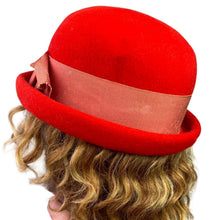 Load image into Gallery viewer, Vintage Glamour Felts Hat Womens Small Wool Bowler Bow Derby Mod Fashion
