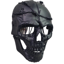 Load image into Gallery viewer, KBW Black Skull Mask Barbed Wire Stitched Halloween Cosplay Prop Steampunk NWT
