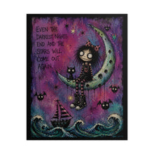 Load image into Gallery viewer, “Even the Darkest Nights” Gothic Moon Girl Art Print
