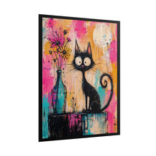 Load image into Gallery viewer, Rolled Poster — Whimsical Black Cat Art Print (Colorful Abstract, Cute Cat Wall Decor)

