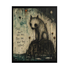 Load image into Gallery viewer, Rolled Poster — Moody Surreal Cat Art Print “They Don’t See Me. They See What They Expect.”
