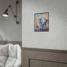 Load image into Gallery viewer, Whimsical Elephant "Stronger &amp; Braver" Art Print – Cute Patchwork Animal Inspirational Poster
