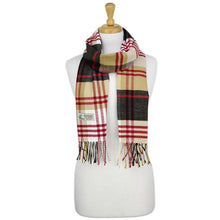 Load image into Gallery viewer, Plaid Cashmere Feel Scarf 12-pack Multi Black/camel/white
