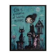 Load image into Gallery viewer, Life Is a Collection of Beautiful Mistakes Rolled Poster — Dreamy Gothic Cat Wall Print
