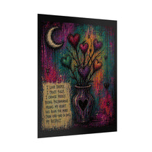 Load image into Gallery viewer, Rolled Poster — Colorful Heart Bouquet Art Print with Polyamory Love Quote
