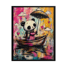 Load image into Gallery viewer, Panda in Boat Art Poster — Cute Colorful Rainy-Day Illustration (Rolled Poster)
