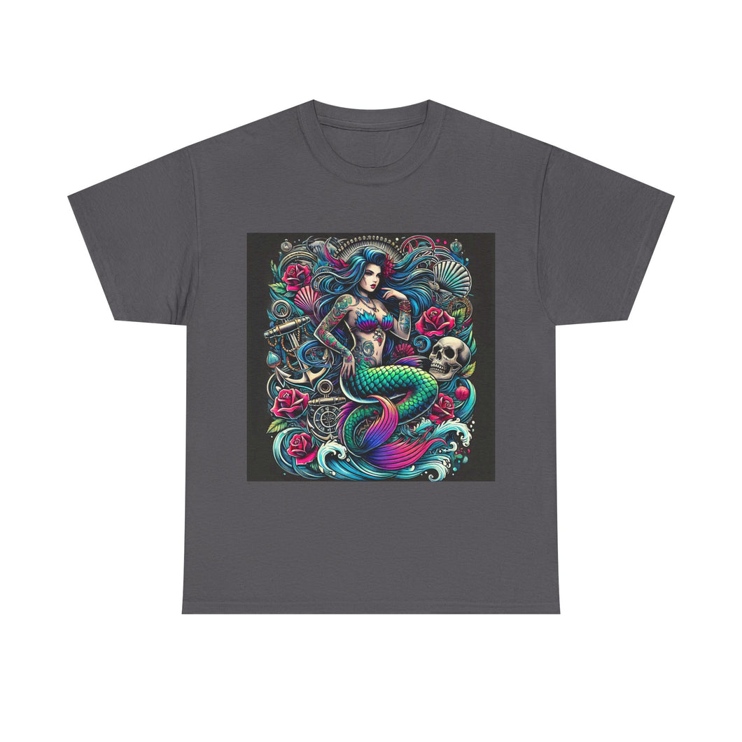 Sexy Mermaid Skulls Y2K Style T-Shirt - Size S - 5XL