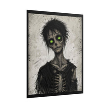 Load image into Gallery viewer, Rolled Poster — Creepy Skeleton with Glowing Green Eyes Art Print
