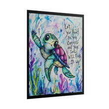 Load image into Gallery viewer, Sea Turtle Inspirational Poster — "Let Your Heart Be Your Compass" Rolled Art Print
