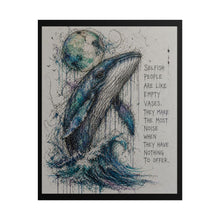 Load image into Gallery viewer, Whale Moon Art Poster — "Selfish people are like empty vases" Inspirational Rolled Wall Art
