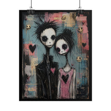 Load image into Gallery viewer, "Bleeding Hearts" Gothic Couple Canvas Art – Emo Skeleton Wall Decor
