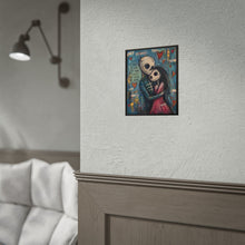 Load image into Gallery viewer, Rolled Poster – Gothic Romantic Skeleton Couple Art Print with “I Fell in Love With Your My Chaos Called It Home” Quote
