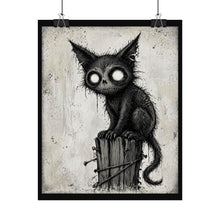 Load image into Gallery viewer, Creepy Black Cat Poster — Gothic Horror Rolled Art Print
