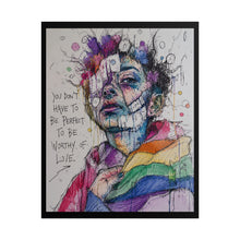Load image into Gallery viewer, "Worthy Of Love" Pride Wall Art | LGBTQ+ Self-Acceptance Print
