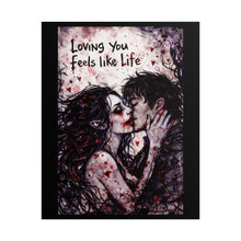 Load image into Gallery viewer, Romantic Vampire Art Poster — "Loving You Feels Like Life" Rolled Wall Print

