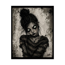 Load image into Gallery viewer, Rolled Poster — Gothic Girl Art Print with Glowing Eyes, Dark Emo Wall Decor
