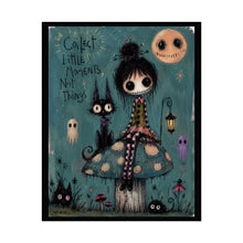 Load image into Gallery viewer, Rolled Poster — Whimsical Girl &amp; Cat Art Print "Collect Little Moments, Not Things"
