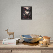 Load image into Gallery viewer, Romantic Gothic Skull Poster – "Hearts aren't meant to bleed forever" Rolled Art Print
