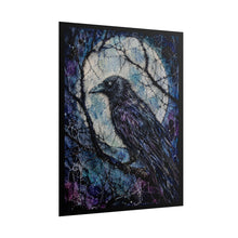 Load image into Gallery viewer, Gothic Celestial Raven Art Print – Dark Whimsy Crow on Branch with Full Moon Wall Decor
