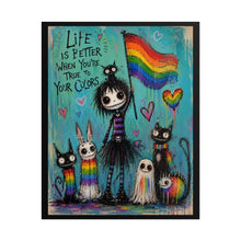 Load image into Gallery viewer, Spooky Cute Emo Girl &amp; Rainbow Ghost Poster - Whimsical Dark Fantasy Wall Decor
