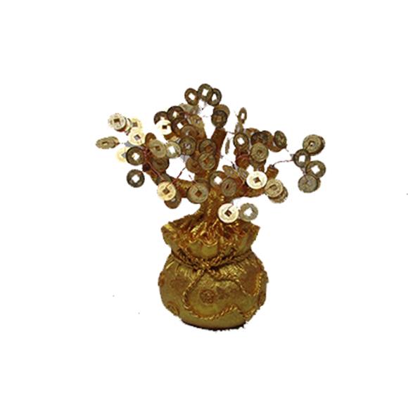 GOLD COIN MONEY TREE W/GOLD MONEY BAG BASE