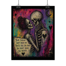 Load image into Gallery viewer, Rolled Poster — Colorful Gothic Skeleton Couple "Your Person" Love Art Print
