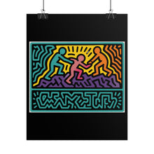 Load image into Gallery viewer, Keith Haring Style Rainbow Helping Hands Rolled Poster
