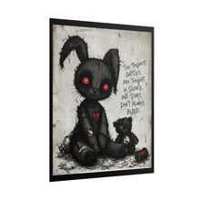 Load image into Gallery viewer, Gothic Bunny Heart Poster — 'The Toughest Battles Are Fought in Silence' Rolled Art Print
